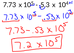 Adding and Subtracting in Scientific Notation Solution