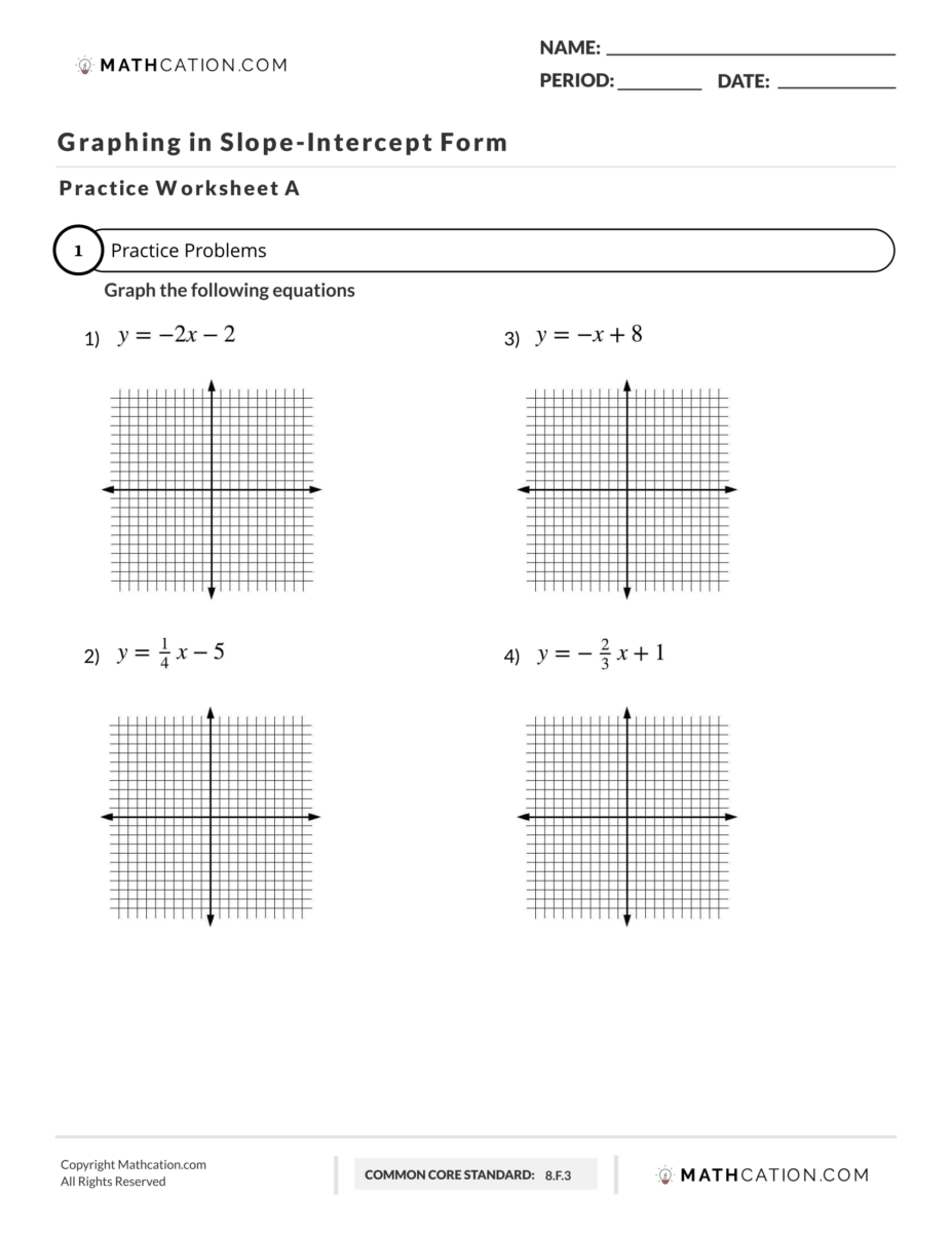 Dad Worksheets: Graphing Linear Equations In Slope Intercept Form In Slope Intercept Form Worksheet