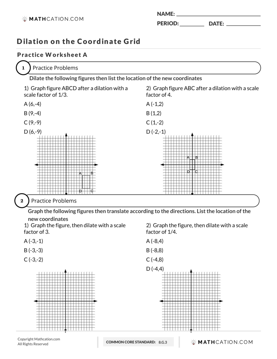 Dilation Worksheet: Free Printable Download - Mathcation Throughout Dilations And Scale Factor Worksheet