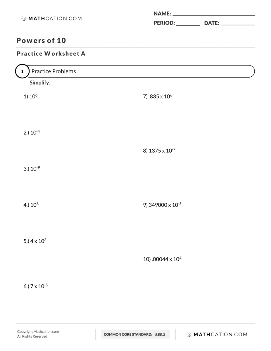 math-powers-of-ten-worksheet