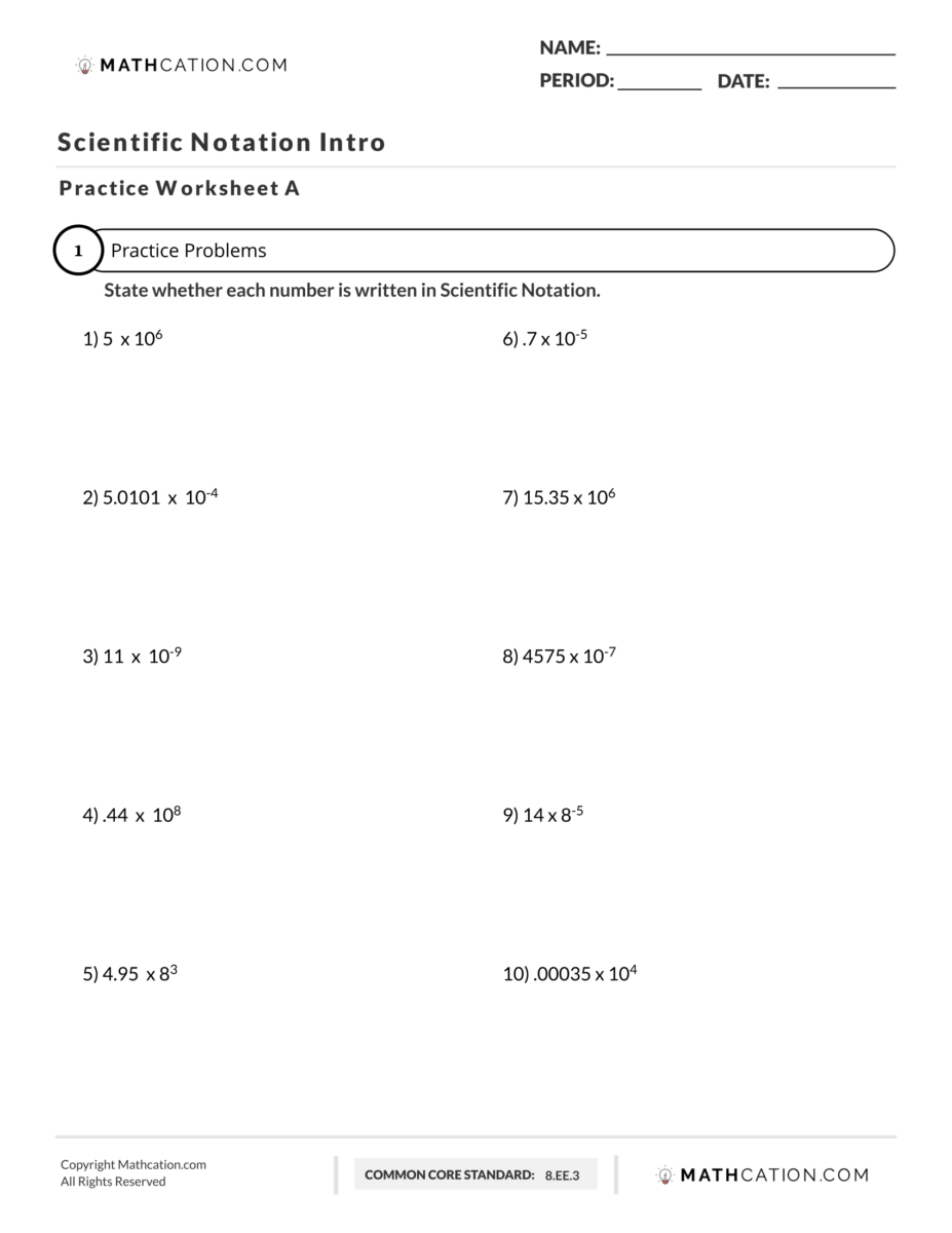 20 Steps to Master any Scientific Notation Worksheet - Mathcation Pertaining To Scientific Notation Practice Worksheet