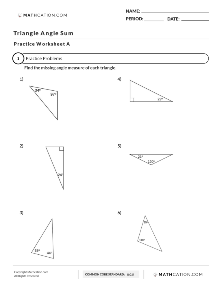 Triangle Sum Theorem Worksheet, Examples, And Definition