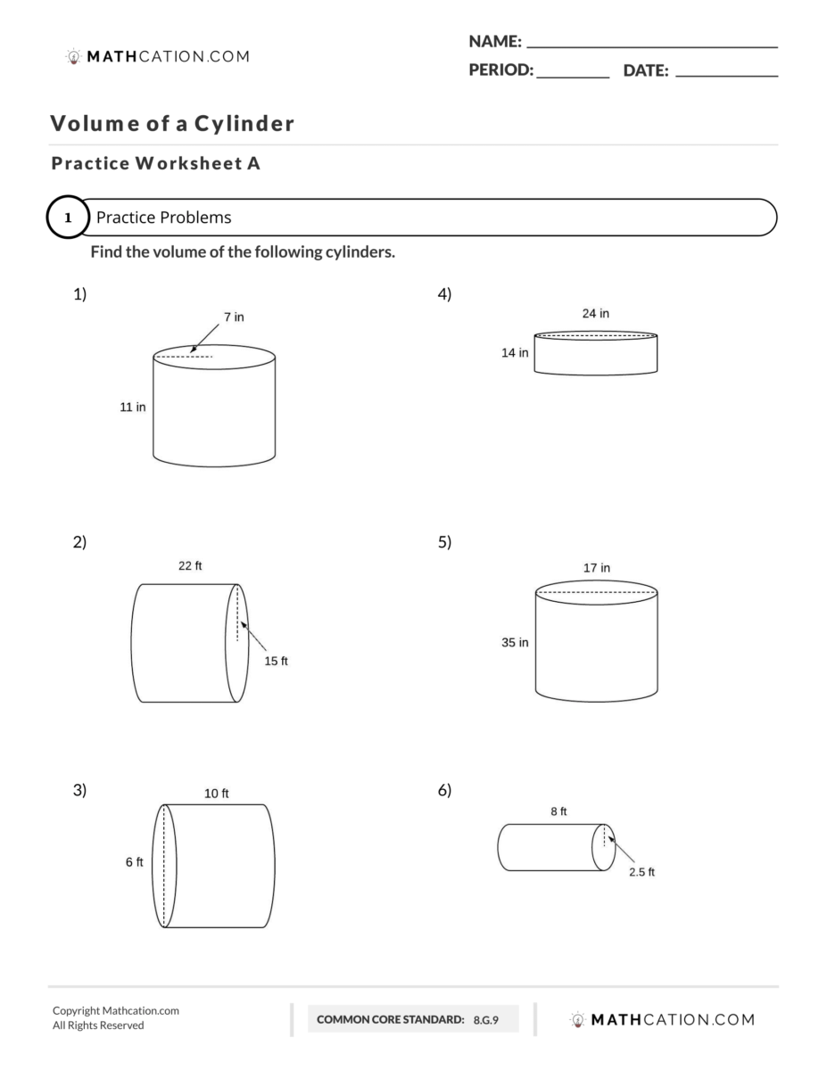 How to find the Volume of a Cylinder: A Quick Explanation - Mathcation Within Volume Of Cylinders Worksheet