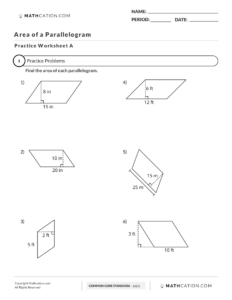 How To Find Area Of A Parallelogram Worksheet, Formula, And Examples
